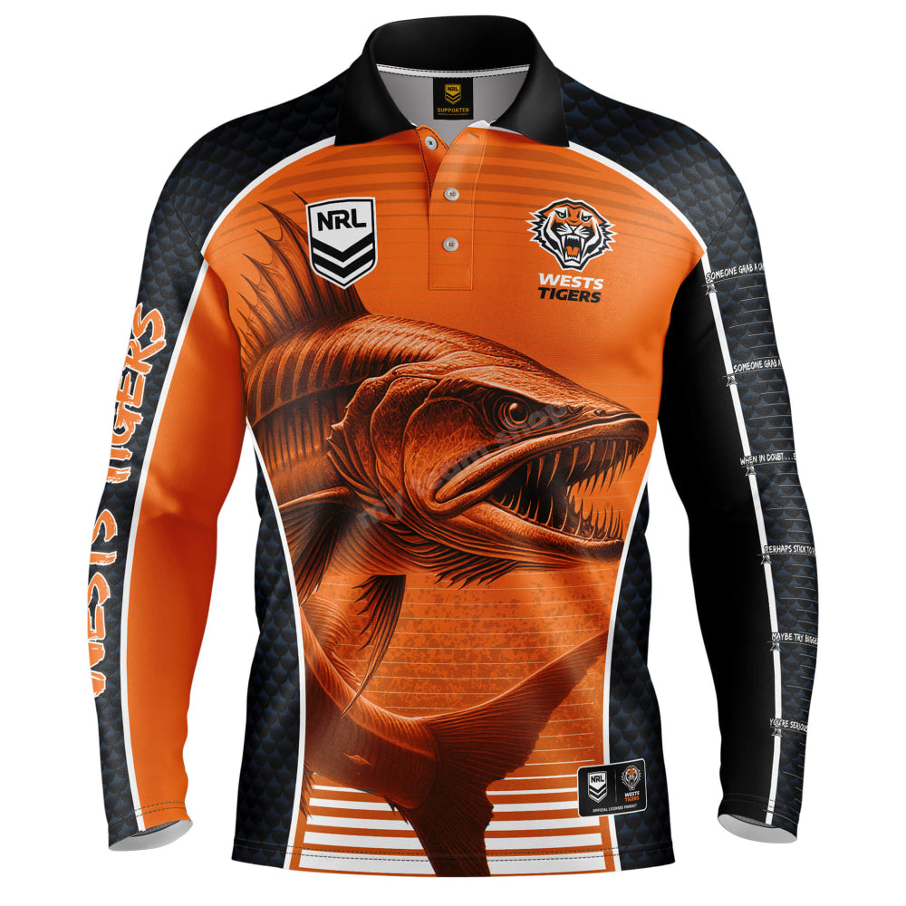 Wests Tigers Nrl ’Barracuda’ Fishing Shirt Fishing Shirt