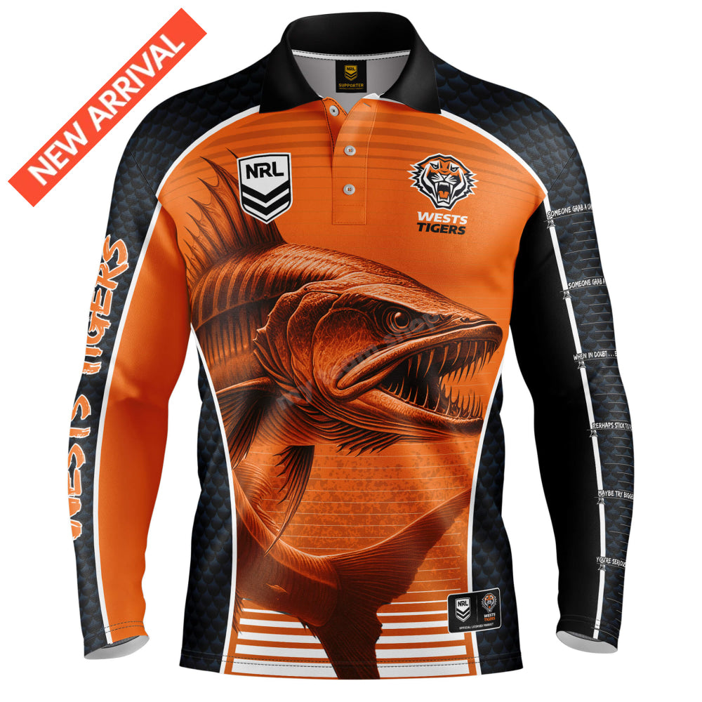 Wests Tigers Nrl ’Barracuda’ Fishing Shirt Fishing Shirt