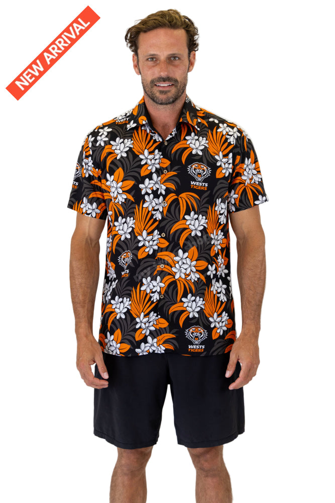 WESTS TIGERS NRL ’’REEF’’ HAWAIIAN SHIRT NRL Hawaiian Shirt