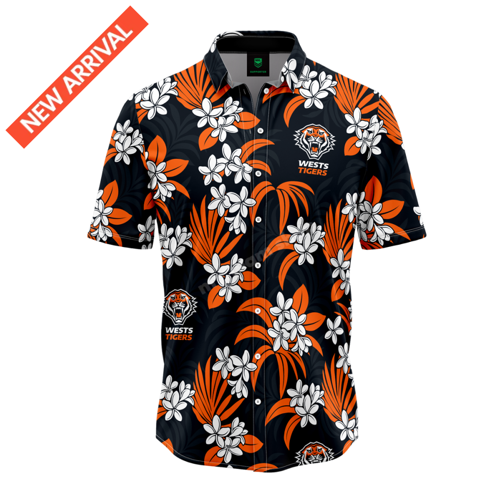 WESTS TIGERS NRL ’’REEF’’ HAWAIIAN SHIRT NRL Hawaiian Shirt