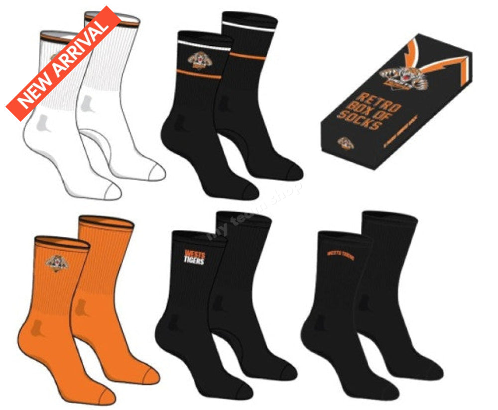 Wests Tigers Nrl Retro Box Of Socks Retro Socks